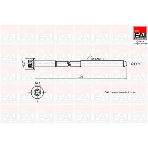 Fai cylinder head bolt - cylinder, set