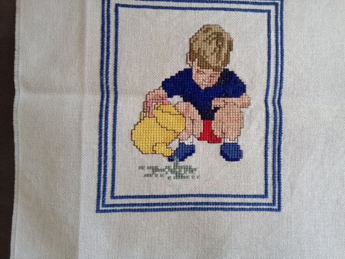 Completed cross stitch boy - completed,