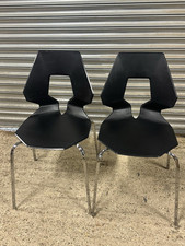 Pair Of Italian Designer Gaber Prodige Black Stacking  Chairs