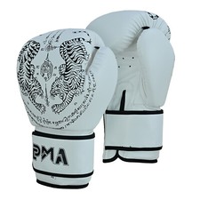 PMA Pro Elite Boxing Gloves Twin Tigers WHI Sparring Kick Muay Thai MMA Training