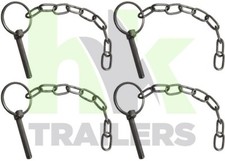4 x Linch Pin and Chain, 6mm, Fits Ifor Williams, Trailer, Lynch pin, P1110/50SS