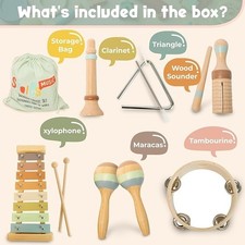 Stoie's Wooden Kids Musical Instruments for Babies and Toddlers 1-9 Years Old