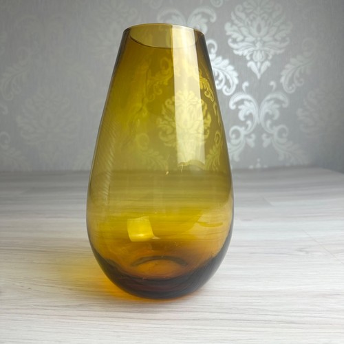 Vintage amber glass large vase - amber,