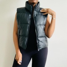 Zara Black Faux Leather Puffer