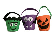 Lot Of 3 Felt Trick Or Treat