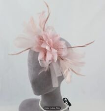 Wedding Races Clip On Feather & Bow Fascinator Light Blush Pink NEW Z
