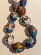 BEAUTIFUL ANTIQUE CHINESE EXPORT CLOISONNE ENAMEL BEAD NECKLACE, 20" Long.