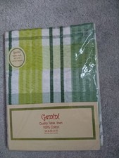 GEMINI 100% COTTON WHITE&GREEN CHECK SEERSUCKER OBLONG TABLECLOTH 50" X 70" BNIP