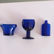 2 x VINTAGE COBALT BLUE GLASS