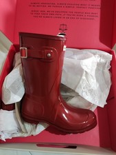 Hunter Original Short Gloss Rubber Women's Military Red Wellington Boots UK 6