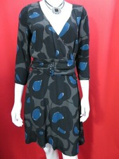 Miss Sixty Collection black blue green mix l/sleeve mini fit & flare Small