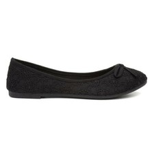 Lilley Womens Shoes Black Adults Ladies Ballerina School Lace Gwen SIZE