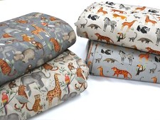 ANIMAL SAFARI and ZOO Cotton Linen Look Fabric Cushions Curtains Blinds Crafts