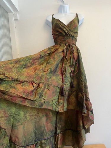 Silk dress green fairy - green,