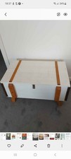 Storage Ottoman Chest Toy Box Bedding Blanket Box Large Wooden Stool Bench White