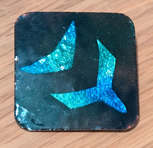 Vintage square metal - &, enamel