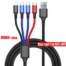 Universal 4 in 1 Multi USB Charger Charging Cable Lead For All Mobile Phones UK