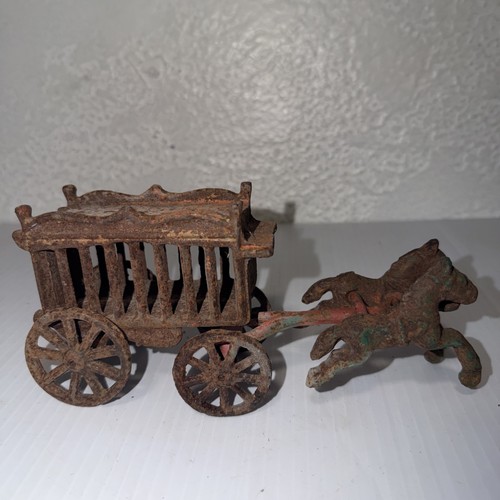 Antique cast iron horse drawn - cast,
