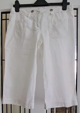 WOMENS LADIES MATALAN SIZE 10 WHITE CROPPED TROUSERS