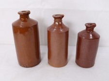 3 x Large Vintage Stoneware Ink Bottles with Pouring Lips. #JL2