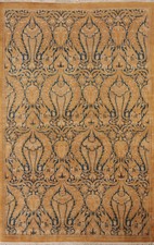 Vegetable Dye Art & Craft Style Area Rug 4x6 Ft Hand-Knotted Floral Wool Carpet