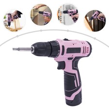 Pink Cordless Drill Set Electric Screwdriver Power Driver Kit for Women 26 Piece