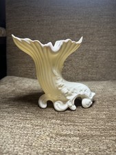 Vintage Belleek Cornucopia Shell & Scroll Vase Ireland 
