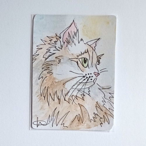 Aceo original small - small, cat
