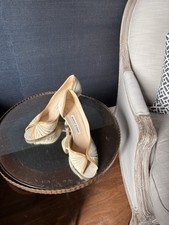 Manolo Blahnik Beige Gold Peep