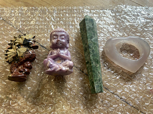 Crystal carving lot - crystal, buddha