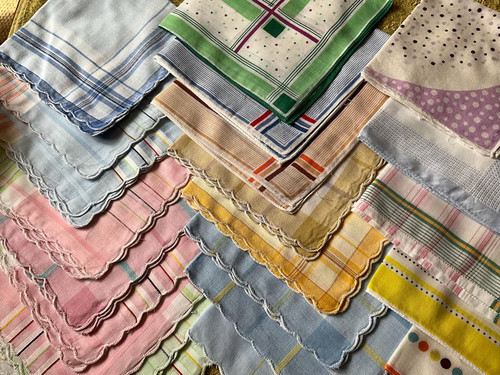 Vintage handkerchiefs silk - silk, &