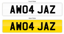 AW04 JAZ CHERISHED NUMBER PLATE JAZ JASMINE NUMBER PLATE