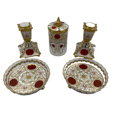 Abbeydale Imperial Bone China x5 items Lidded Pot CandlestickHolder Trinket Dish