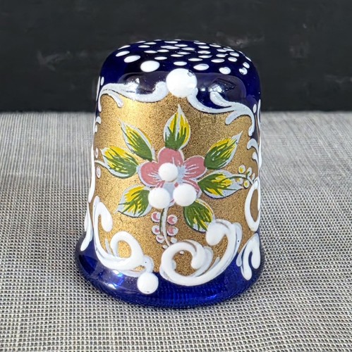 Vintage glass thimble cobalt - vintage,