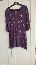 Joules Purple Bird Print Tunic Short Dress Boho UK 14