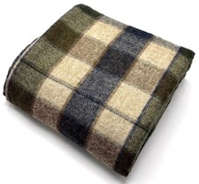 Green Brown Check Wool Fabric