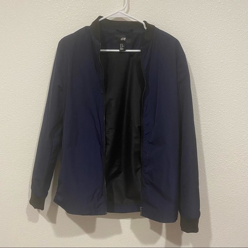 Blue oversized bomber zip - bomber,