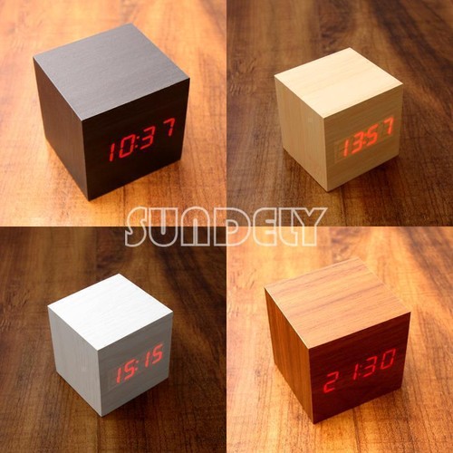 Wood cube digital alarm - digital,