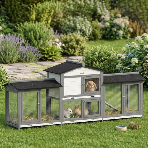Pawhut rabbit hutch guinea - pawhut,