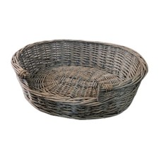 Cat Bed Basket Small Dog Wicker Oval Pet Cottage Rustic Grey Colour Retro BU13