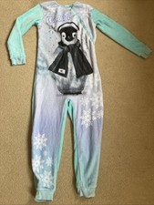 Girls Asda George Age 11-12 Years Penguin 1onesie Popper Opening Turquoise Cosy