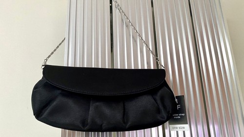Black satin flap - f&f, clutch