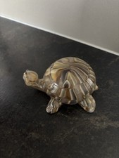Opaque Hand Carved  Miniature Onyx Turtle Ornament / Paperweight