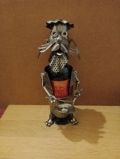 Metal Dog Chef Wine Bottle Holder