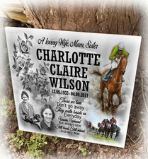 Personalised sport themed ceramic tile, For cemetery or home, Grave marker