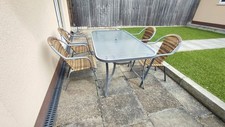 6 Seater Garden Furniture Set Glass Table and 6 Stacking Chairs