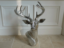 Wall Mounted Silver Stag Head