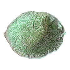 Vintage Wade Heath Cabbage Leaf Pattern Serving Bowl Green with Fish Motif 21 cm
