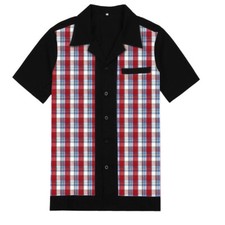 Mens Retro Plaid Shirt Short