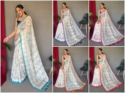 Designer printed cotton saree - designer,